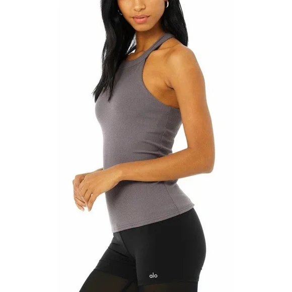 Alo Yoga Ribbed Insight Tank Purple Dusk Women's Size Small - Picture 1 of 14